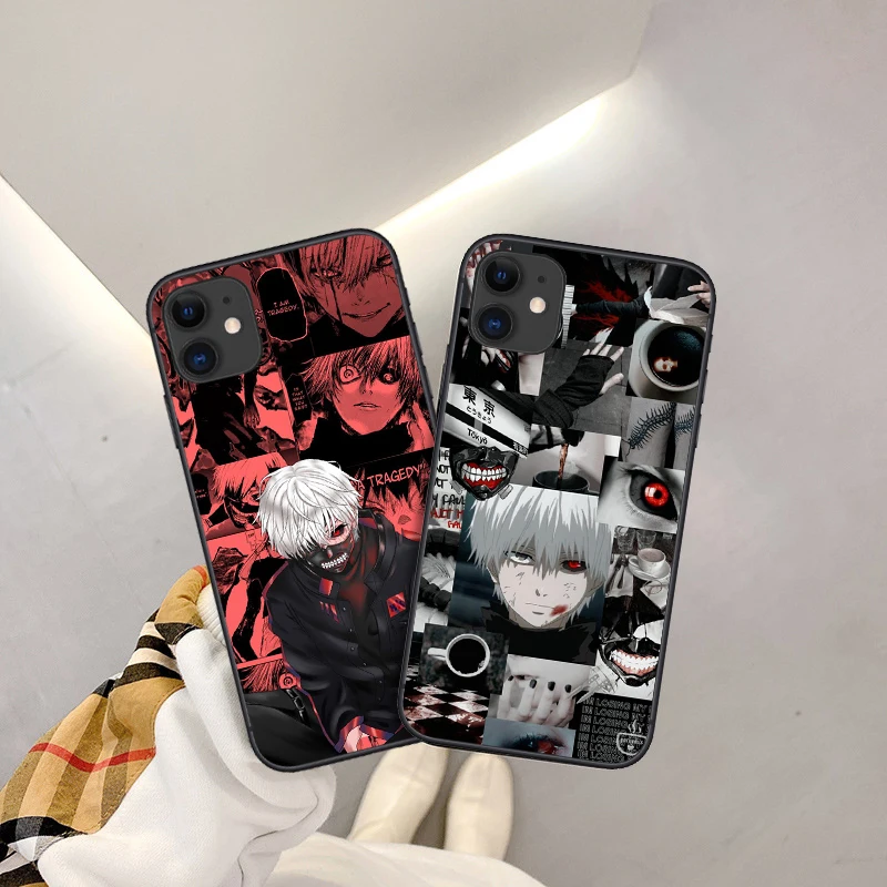 

Soft black Anti-fall Phone Case for IPhone XR X XS 12 11 Pro Max 7 8 6 6S Plus SE 2020 Japan Anime Tokyo Ghoul Suave Cover Coque