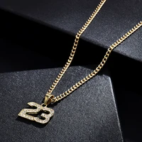 new arrival crystal hip hop basketball legend number 23 necklaces pendants bling gold cuban chain necklace jewelry for men