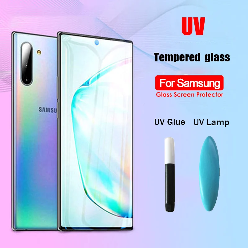 Прозрачное изогнутое закаленное УФ стекло с полным покрытием клея для Samsung Galaxy S10