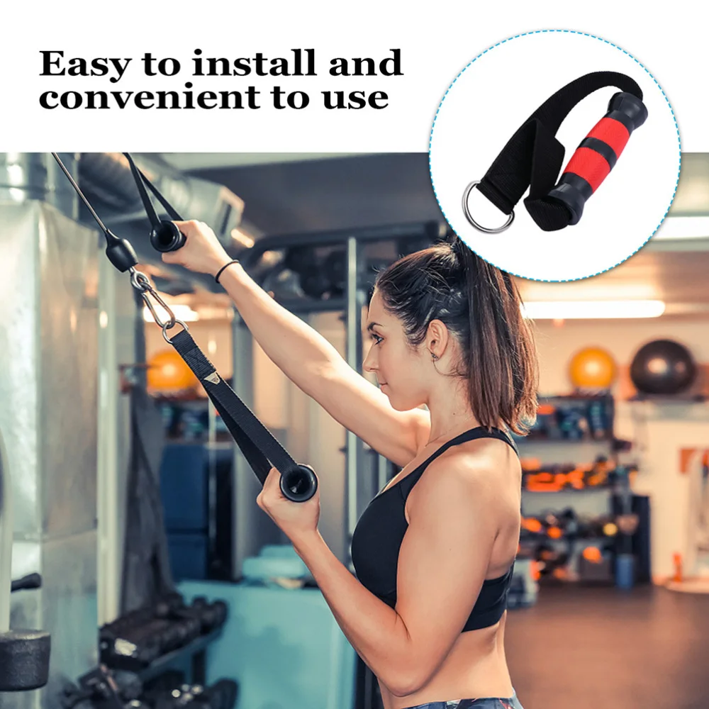 

2Pcs Useful Exercise Handle Grip Durable Workout Strap Cable Machine Attachment