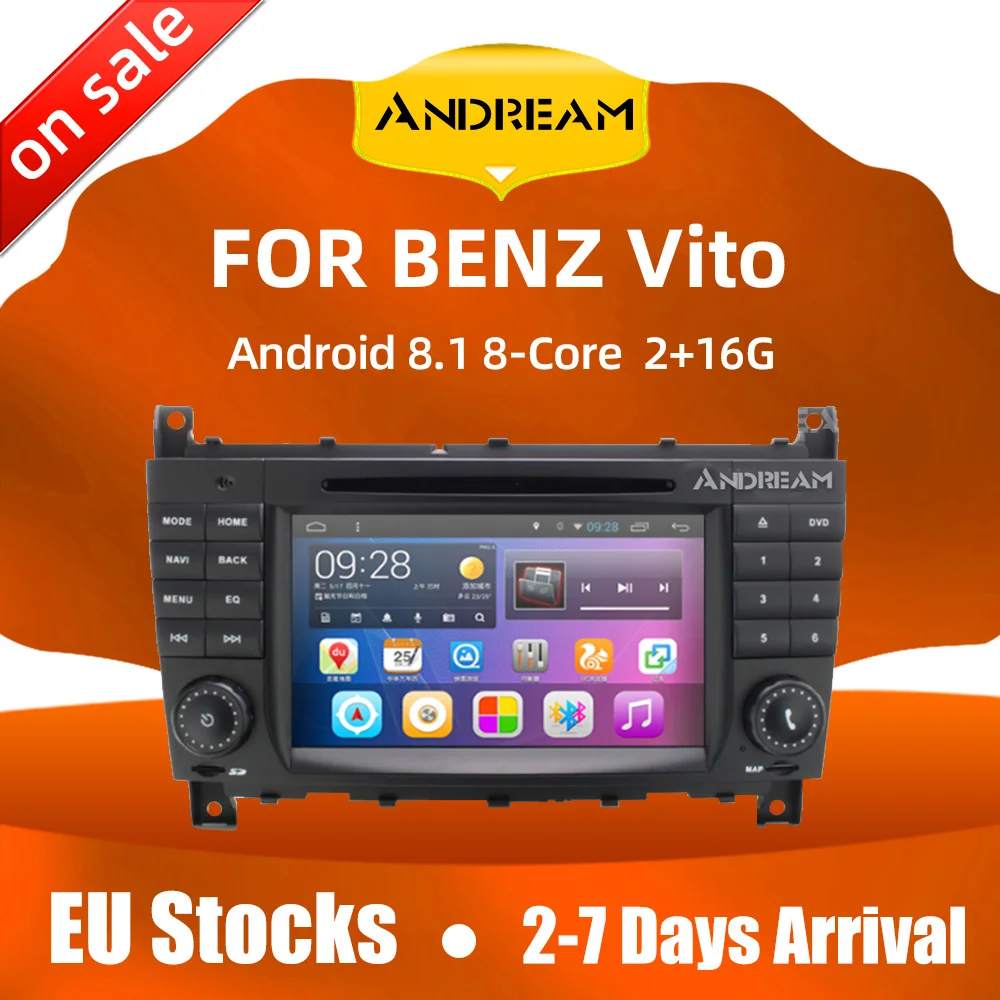 Android 8 1 1024*600 четырехъядерный автомобильный DVD для Mercedes/Benz C Class W203 Vito W638 Bluetooth gps