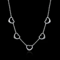 classic 925 sterling silver necklaces jewelry 18 inches hollow five heart fashion necklace for women christmas gifts