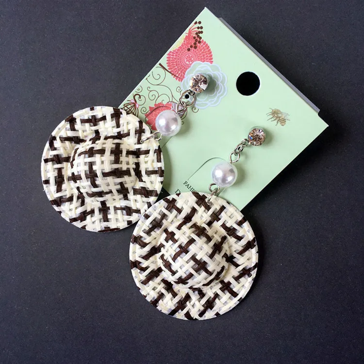 Народные серьги ручной работы в форме соломенной шляпы жемчужные женская мода