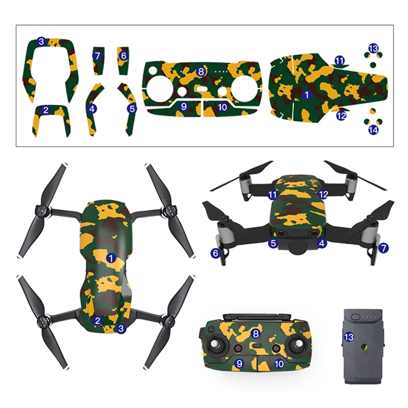 Для DJI Mavic Air Наклейка ПВХ наклейки пустынный камуфляж рисунок полный набор Drone