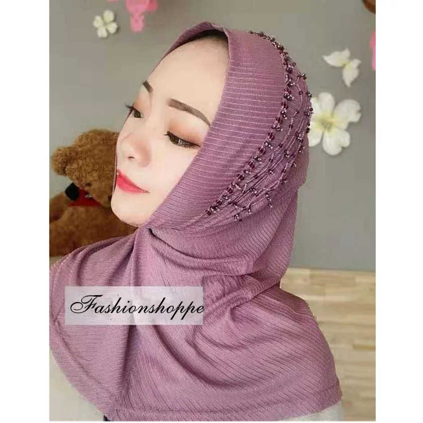 Модный женский мусульманский головной платок однотонный цветочный