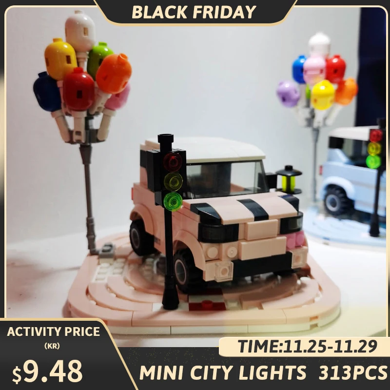 

Creative Expert City-Lights Mini Car 313 pc 6001 Moc Modular Buliding block brick toy Cute Cartoon Model toy
