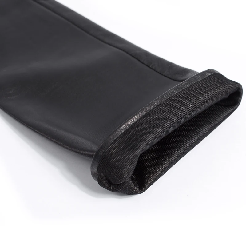 Женские кожаные перчатки в стиле оперы черные из натуральной овечьей шкуры