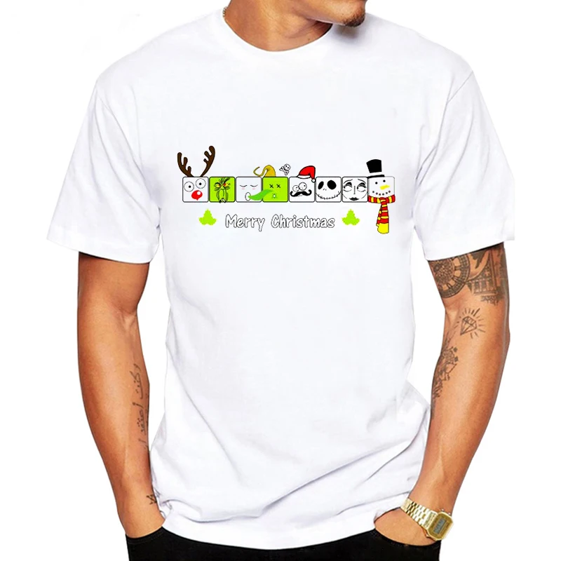 

Loose Size White Tee Tops Unisex Harajuku Streetwear Tee Funny Women/Mens T Shirt Hip Hop Santa-Claus Print Christmas T-shirt