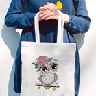 Модные трендовые сумки через плечо, женская сумка для покупок с милым рисунком совы, Повседневная Складная Женская дорожная сумка-шоппер в стиле Харадзюку