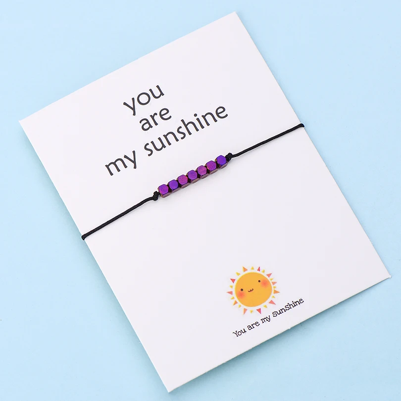 color 7 IYOE Wish Card You Are My Sunshine крошечные бусины браслеты с подвесками для женщин и мужчин геометрические бусины ручной работы красный браслет с нитью подарок - Окраска металла: color 7