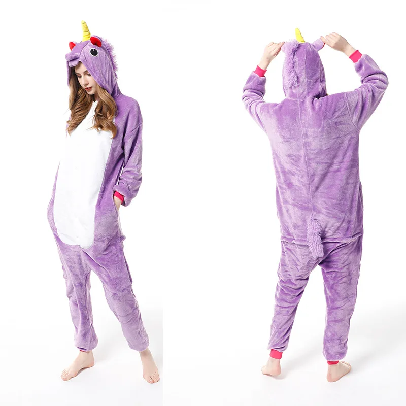 

Purple Unicorn Adult One-Piece Pajamas Cosplay Cartoon Onesies Kids Flannel Animal Sleepwear Pyjamas Christmas Halloween Costume