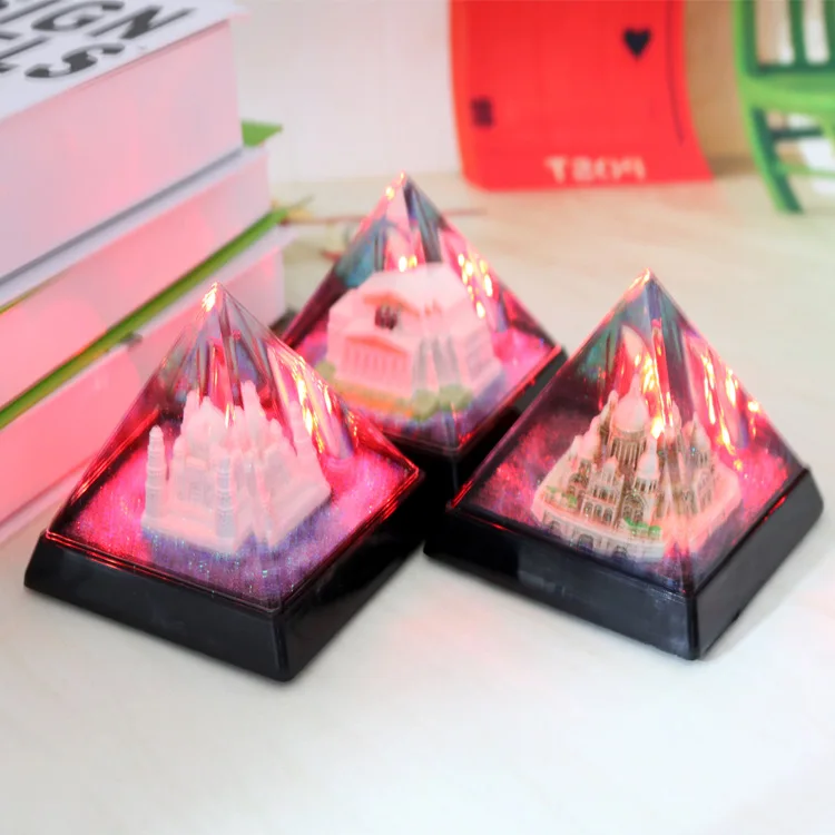 Светодиодный цвет светильник световой пирамиды музыкальная шкатулка ручка