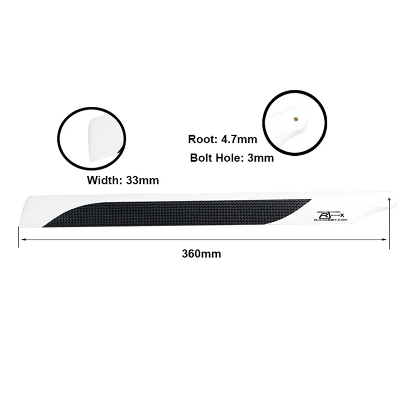 360mm 1piar RJX B Класс 325/360/430/520/550/600/690 мм Углеродные волокна основные лезвия RC Accseesories для радиоуправляемого вертолета - Цвет: 360mm