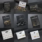 Женские серьги с кристаллами WUKALO, набор сережек с искусственным жемчугом, большие круглые свадебные украшения