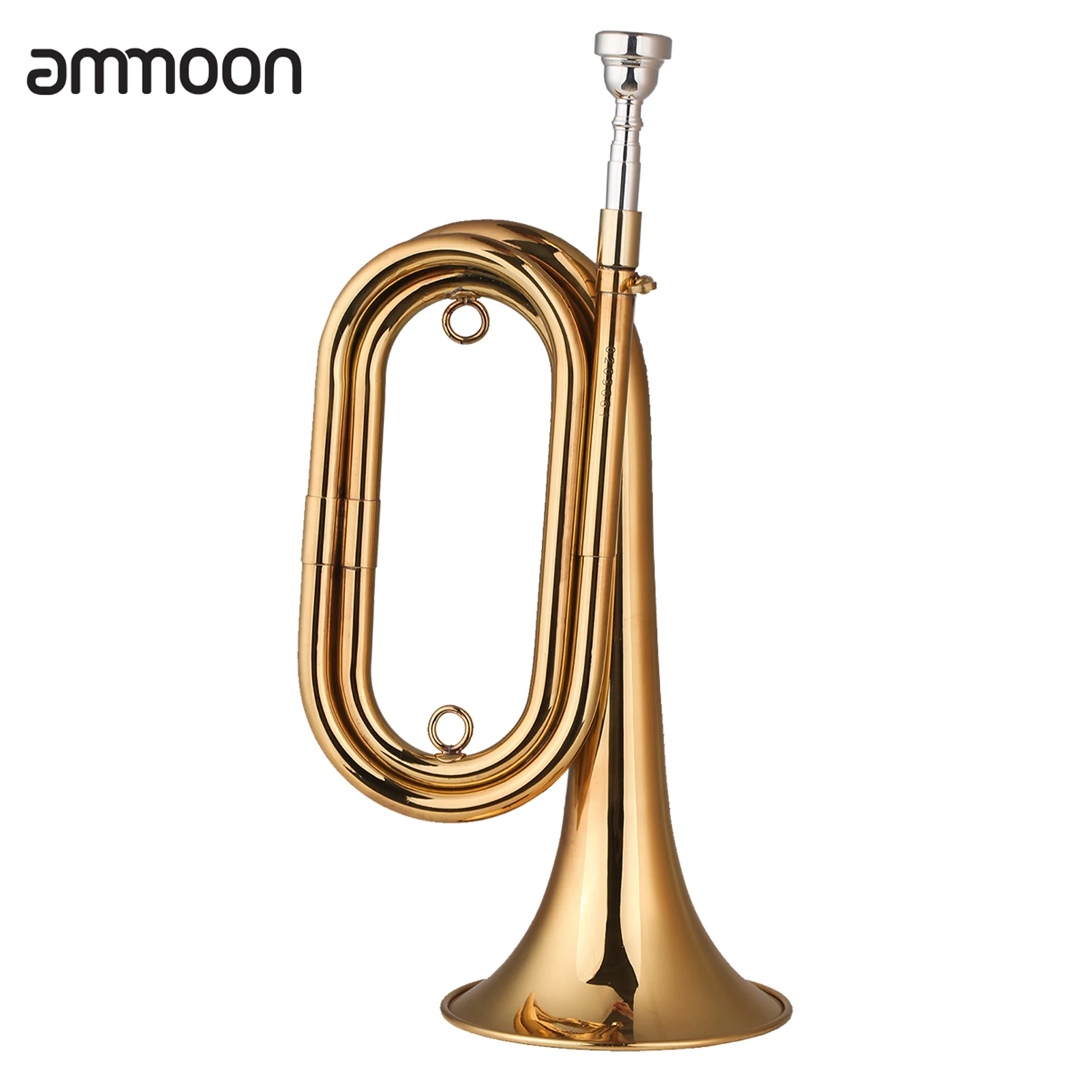 

ammoon Brass Bugle Call Gold-Plated Trumpet Cavalry Horn for Beginner Band play with Mouthpiece Carrying Bag Musical Instrument