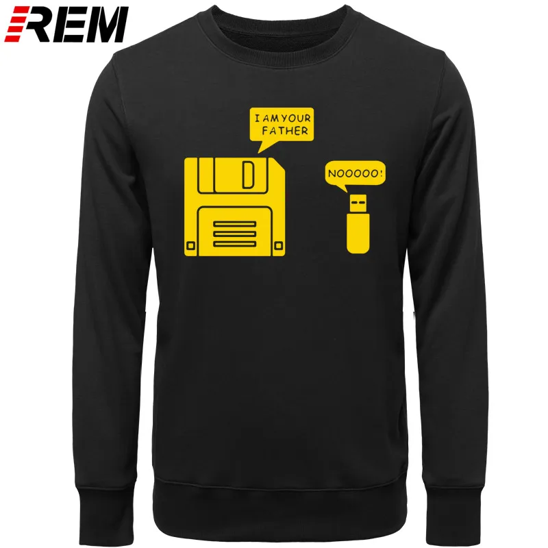 REM USB дискета я ваш отец мужские хлопковые с длинным рукавом юмором диск повседневные Camisetas Hombre мужские кофты с капюшоном, толстовки - Цвет: BLACK YELLOW