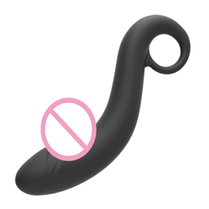 Силиконовый изогнутый фаллоимитатор анальная пробка с натяжным кольцом