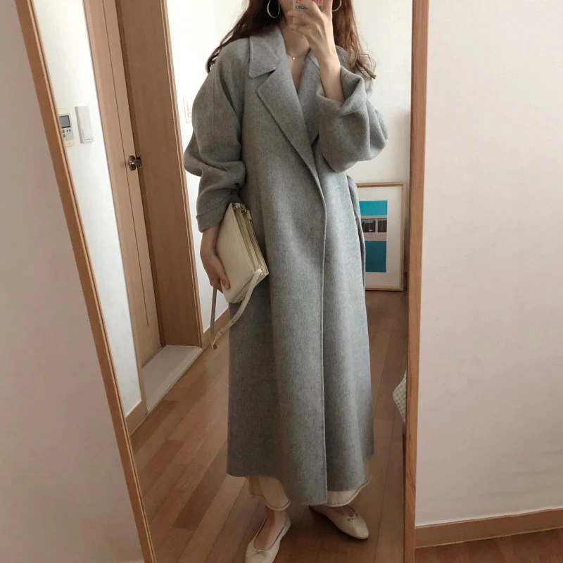 Женское длинное пальто LUZUZI Свободный кардиган в Корейском стиле размера плюс с