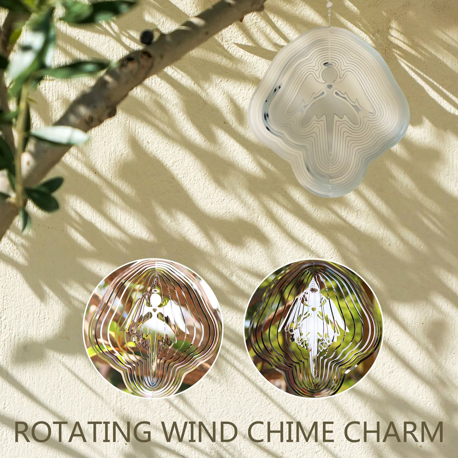Angel Wind Chime Kinetic 3D Rotating Pendant Stainless Steel Windmill Garden Yard Tree Hanging Decoration | Дом и сад