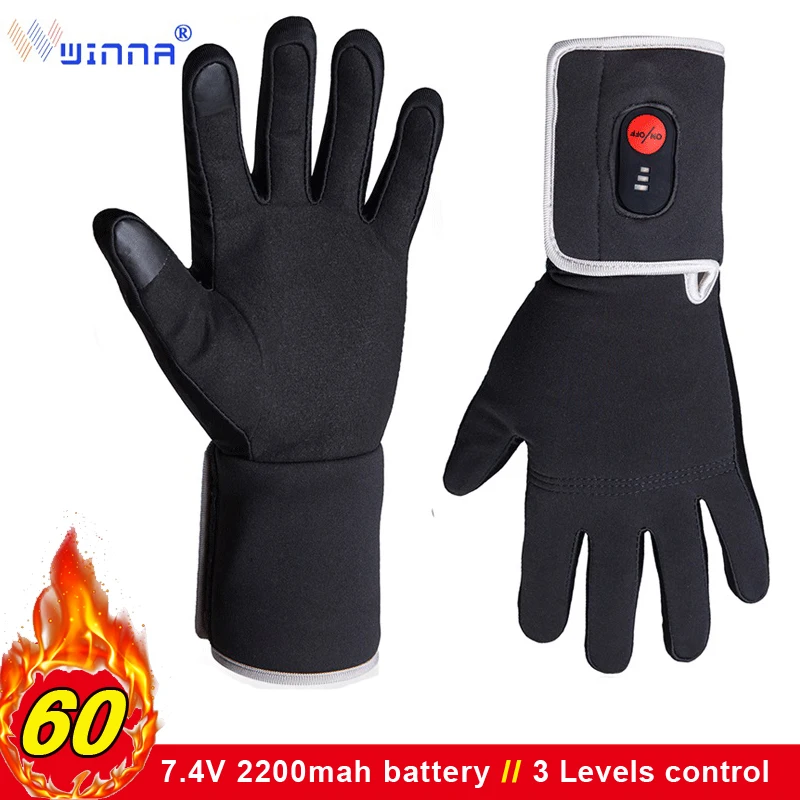 Зимние теплые перчатки Winna с электрическим аккумулятором 7 4 В перезаряжаемые для