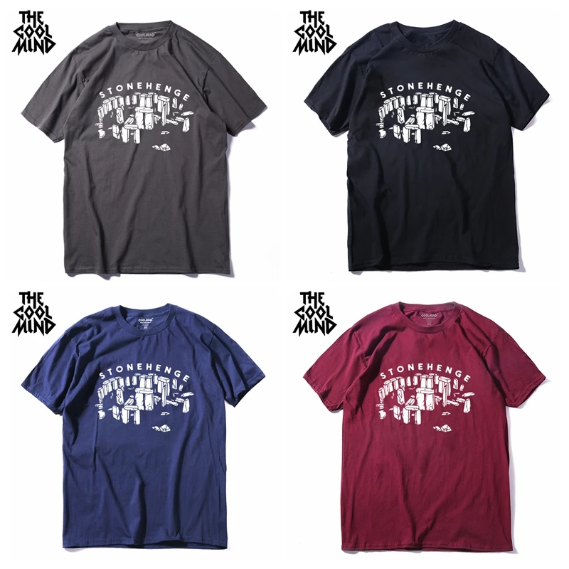 Мужская футболка с круглым вырезом COOLMIND из 100% хлопка коротким рукавом и принтом