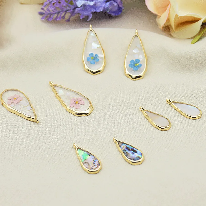 

Min order 20pcs/lot Dried flowers geometry water drop shape alloy epoxy floating locket charms diy jewelry earring accessory