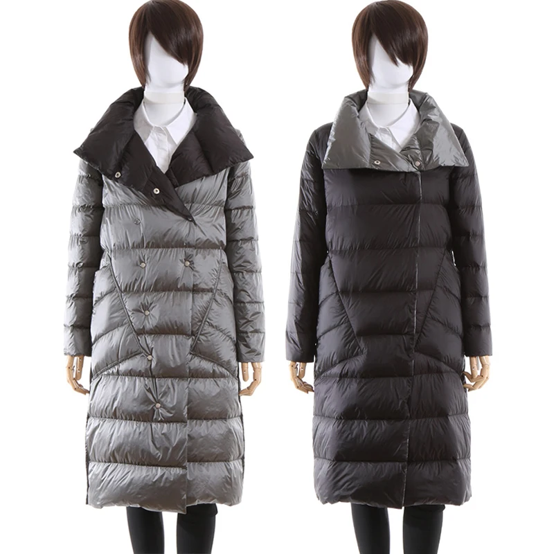 FTLZZ зимняя двухсторонняя тонкая куртка пальто женская однобортная парка