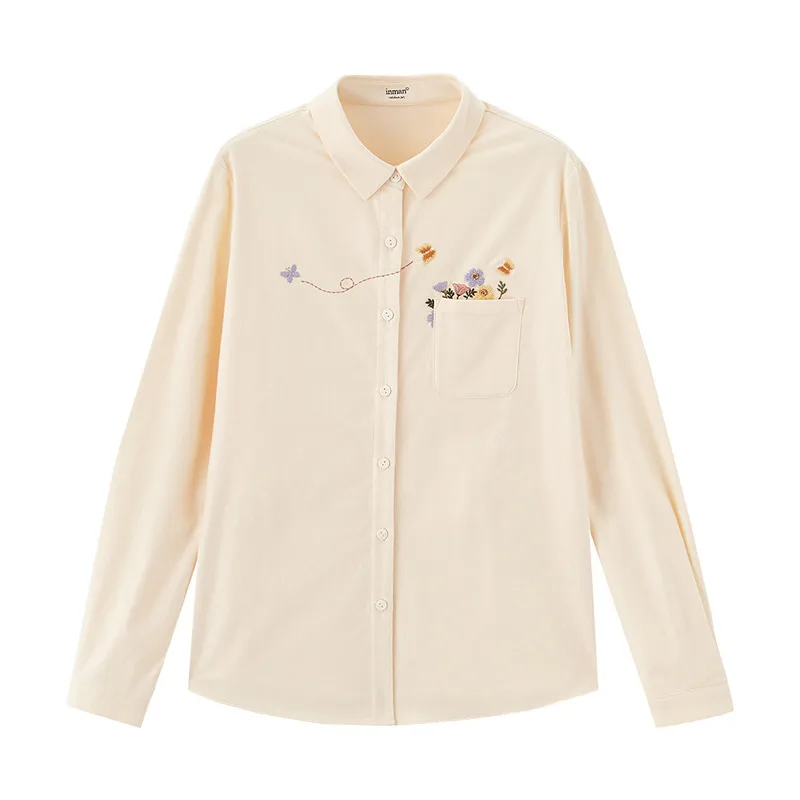 

INMAN Winter Cute Embroidery Forest Style Young Lady Women Long Sleeve Blouse