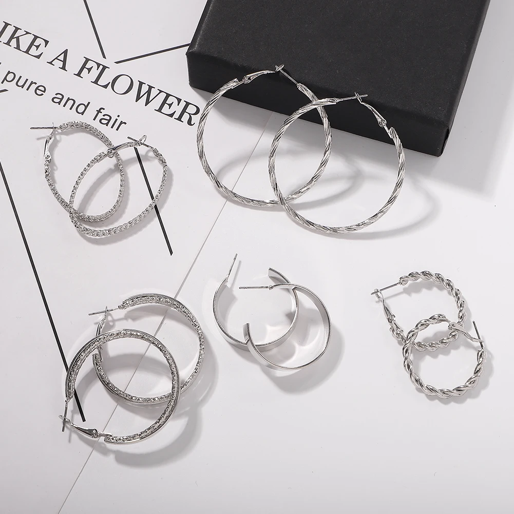 Женские серьги с фианитом BA большие золотистые/Серебристые разных стилей