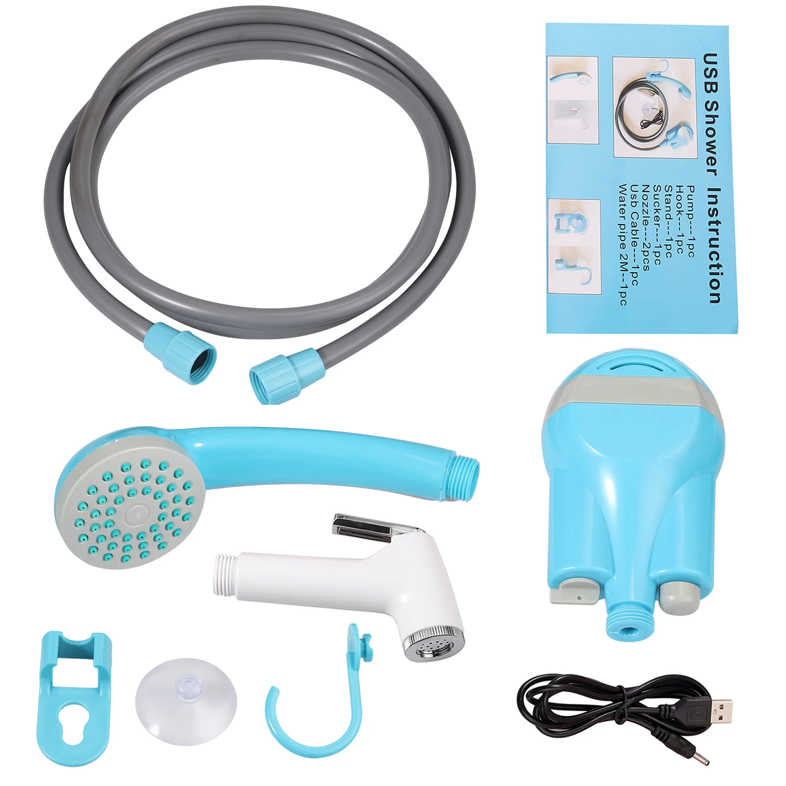 AMTOVL переносной походный душ Set USB DC 12V нажимной для пеших прогулок путешествий
