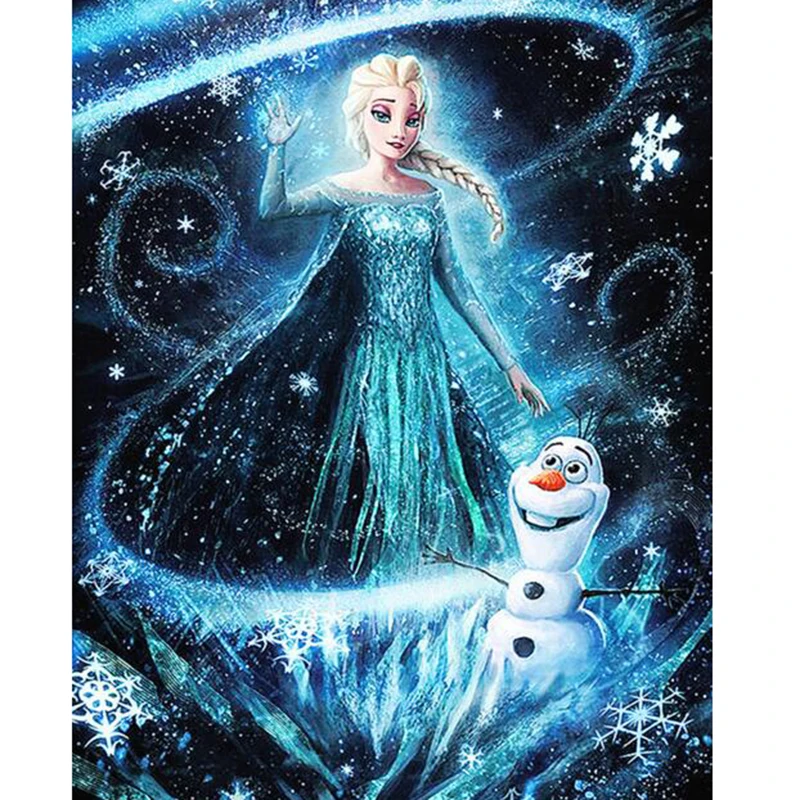 Алмазная картина Снежной королевы Эльзы круглые/круглые стразы алмазная вышивка