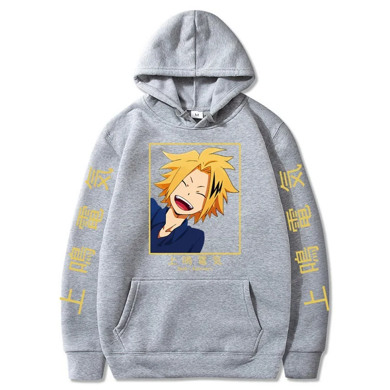 

2021 New My Hero Academia Hoodies Denki Kaminari Hooded Sweatshirt Loose Pullover Unisex Harajuku Oversized Streetswear Clothes