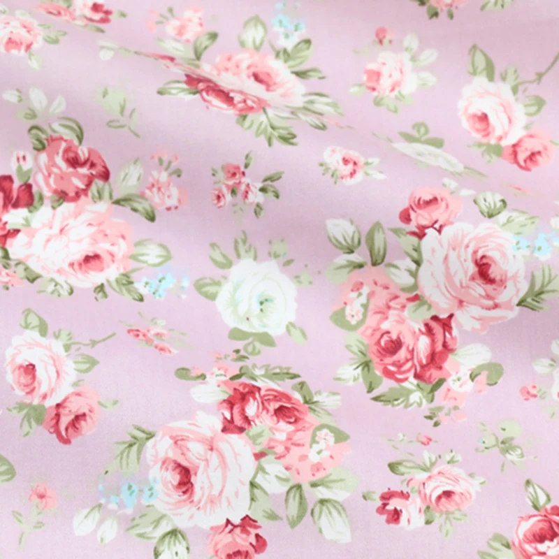 Цветочная 100% хлопковая саржевая ткань Лоскутная Ткань швейная подушка простыня