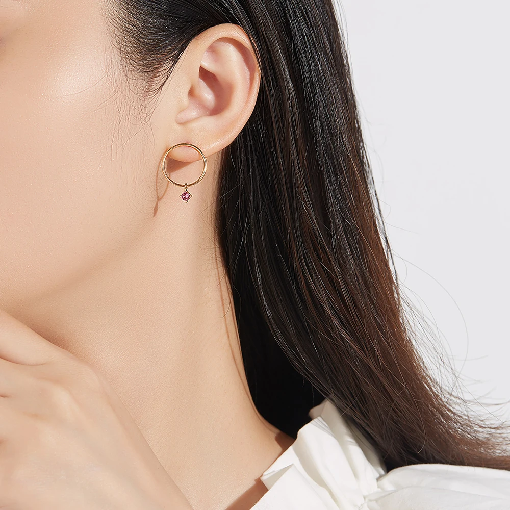 

SILVERHOO Sterling Silver 925 Earrings For Women Shining Austria Crystal Round Lovely Simple Stud Earrings Ladies Gift Jewelry