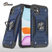 new shockproof armor ring case on for iphone 12 11 pro max mini xs x xr se 2020 7 8 plus stand magnetic car holder cover coque