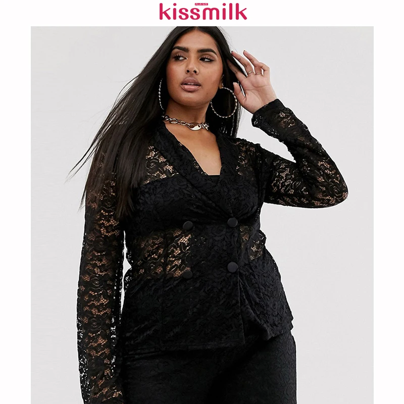 KISSMILK плюс размер большой свободный новый модный Женский Повседневный простой