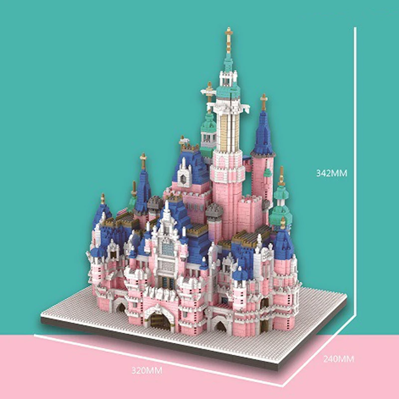 

ZRK 7822 Architecture Amusement Park Pink Castle 3D Model 6300pcs Mini Diamond Blocks Bricks Building Toy for Children no Box