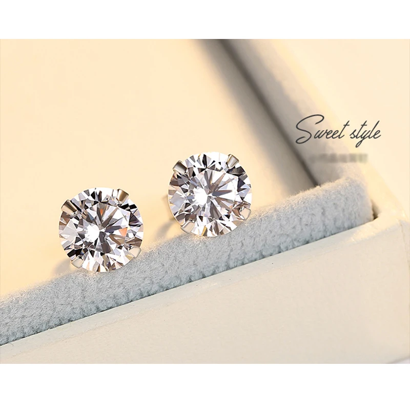 925 пробы серебряные серьги гвоздики для женщин Four Prong SONA Stone Trendv подарок на