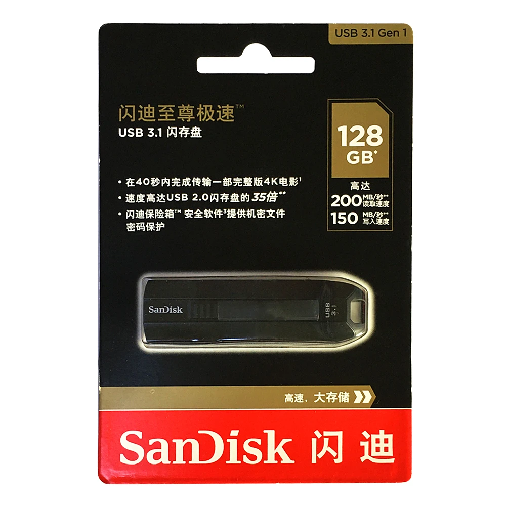 USB флеш накопитель SanDisk SDCZ800 Extreme Go 64 ГБ 128 3 1 чтение 200 м/с запись 150 Usb карта|USB