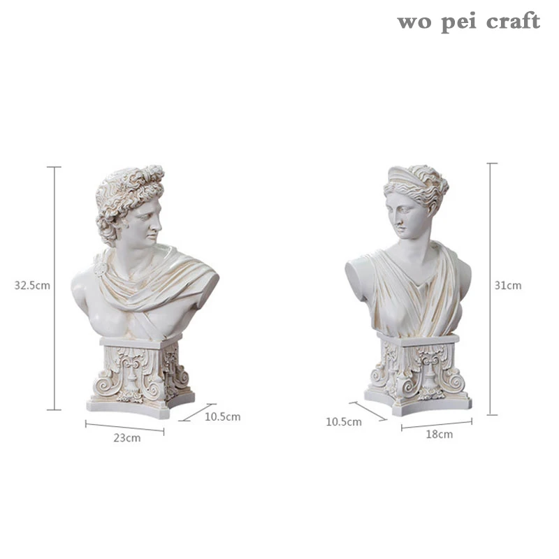 

Apollo Statue Myth Figure Portraits Statuette Bust Resin Figurines Vintage Home Decor Modern Imitation Plaster Crafts Sculpture