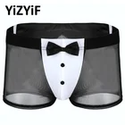 Нижнее белье мужское, прозрачный сетчатые трусы-боксеры с заячьими ушками