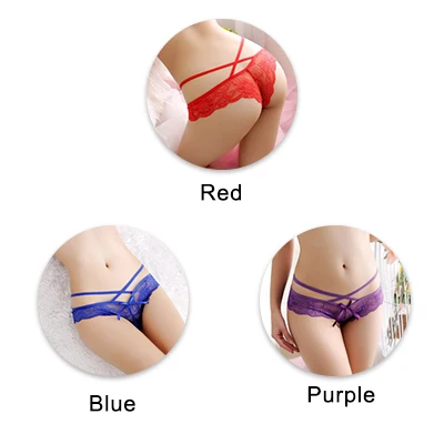 redbluepurple UG, сексуальные женские трусики, кружевные, низкая посадка, одноцветные, сексуальные трусы, женское нижнее белье, штаны, Дамское кружевное белье, женские стринги - Цвет: redbluepurple