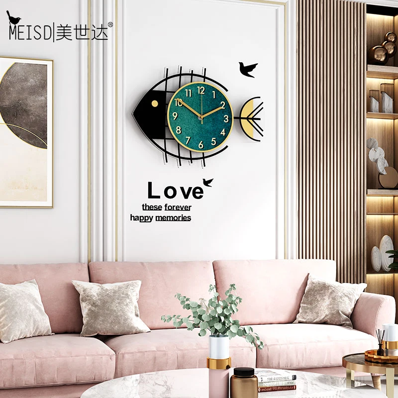 Креативные настенные часы в виде рыбок скандинавском стиле современный дизайн