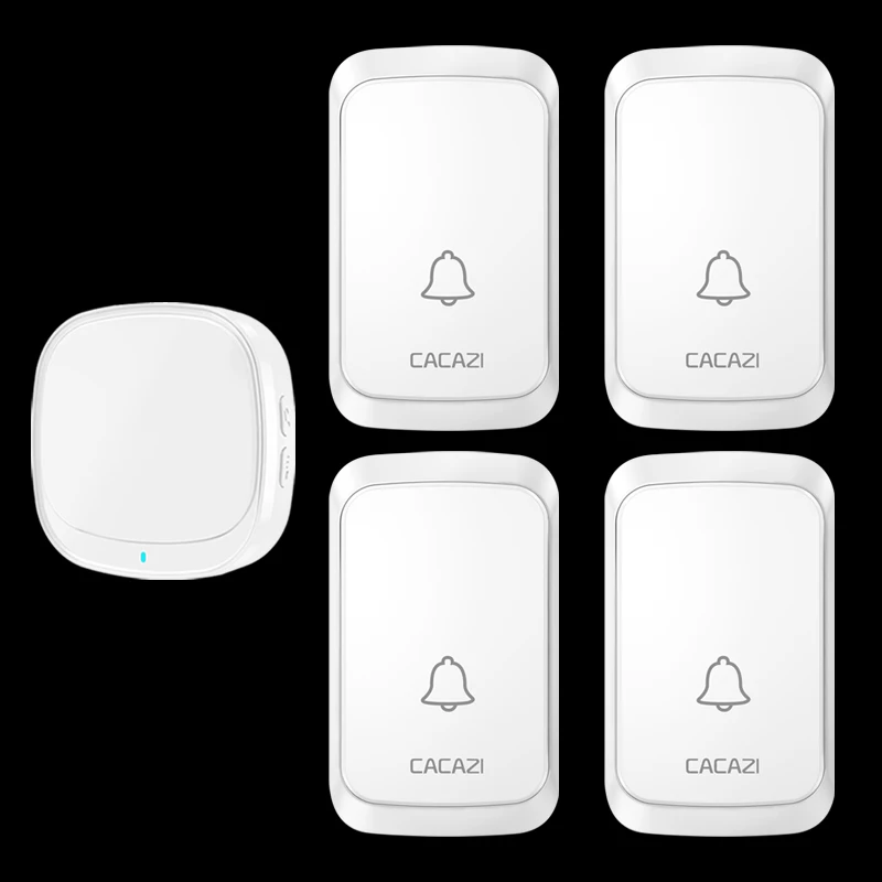 Водонепроницаемый беспроводной дверной звонок CACAZI, USB, диапазон 300 м, домашний умный дверной звонок, 60 музыкальных сигналов, 2 3 4 5 кнопки, 2 3 приемника
