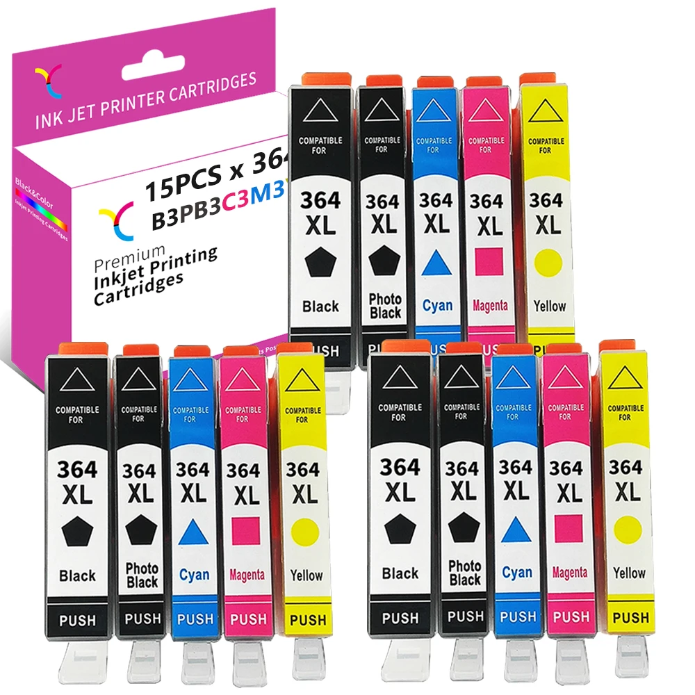 YC 15PCS 364XL Ink for HP 364 Compatible 3070A 7510 5510 7520 5514 D5460 C5380 C6324 6510 B110A B8550 C309 C310 C410 B210 | Компьютеры и