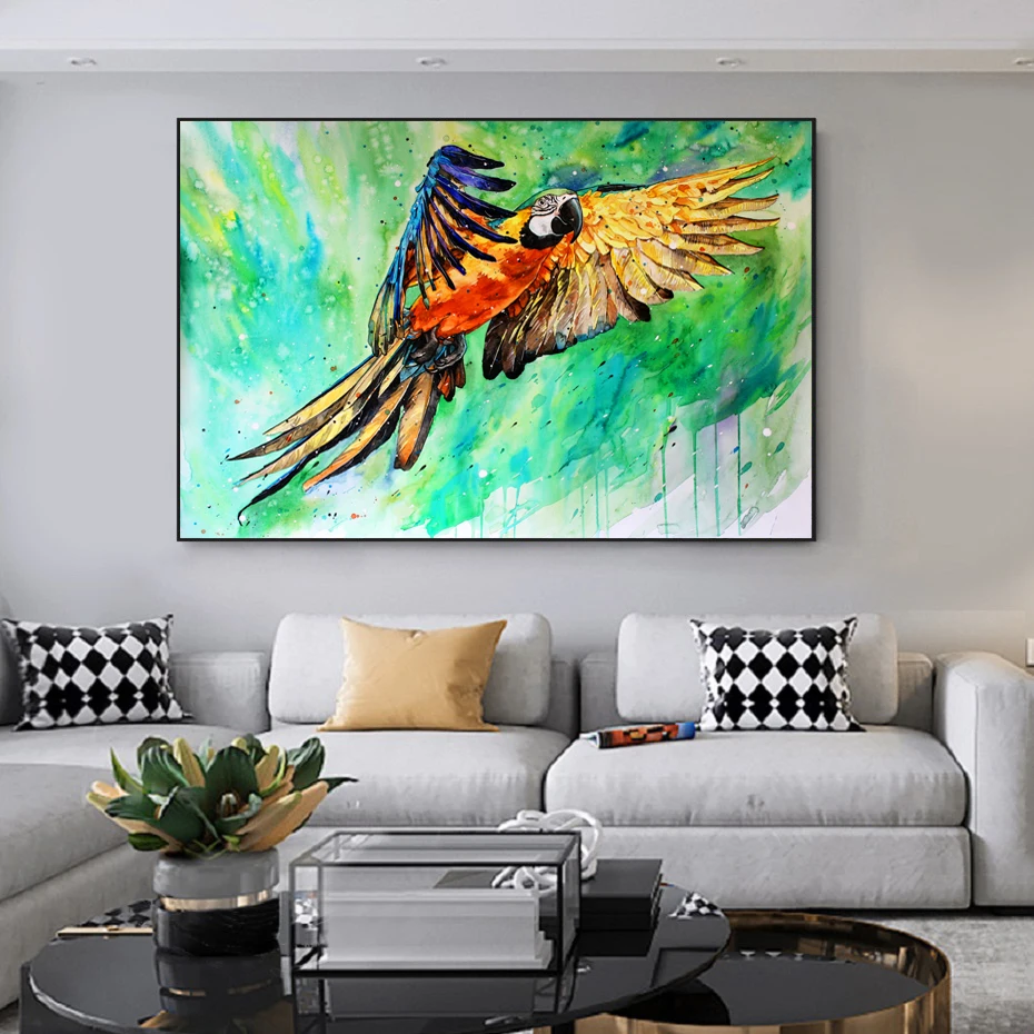 

Nordic Colorful Parrot Animals Canvas Painting Wall Art Posters Weeding Room Prints Posters Best Gifts Living Room Home Decor