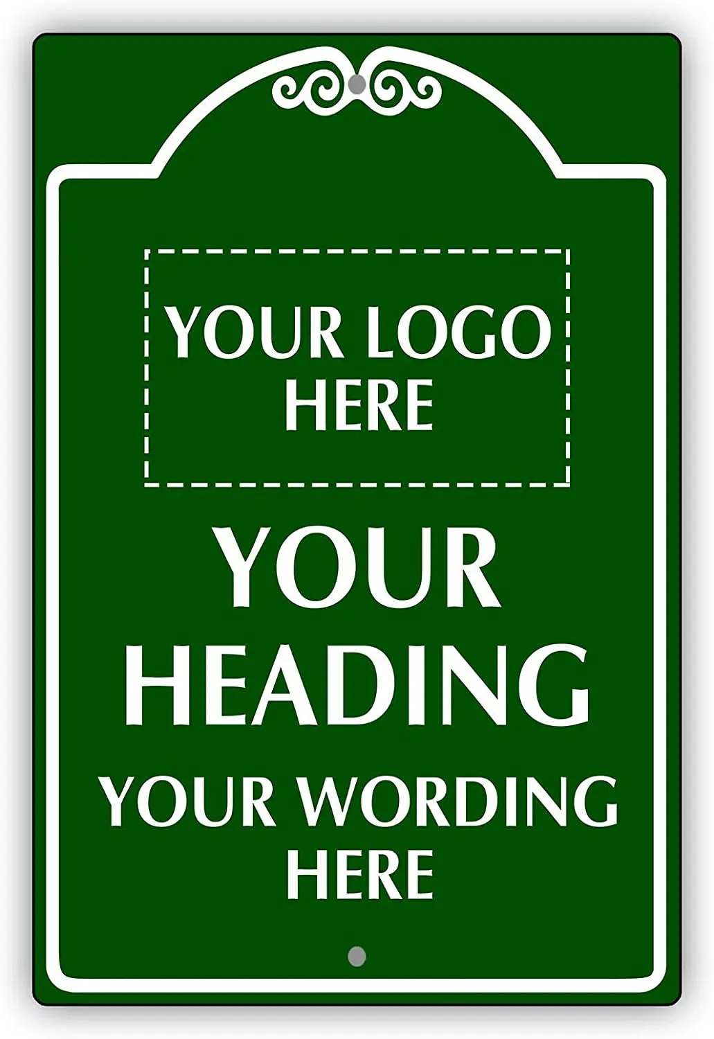 

Afterprints Your Logo Here Your Heading Your Wording Here Customized Aluminum Metal Sign 12"x8"