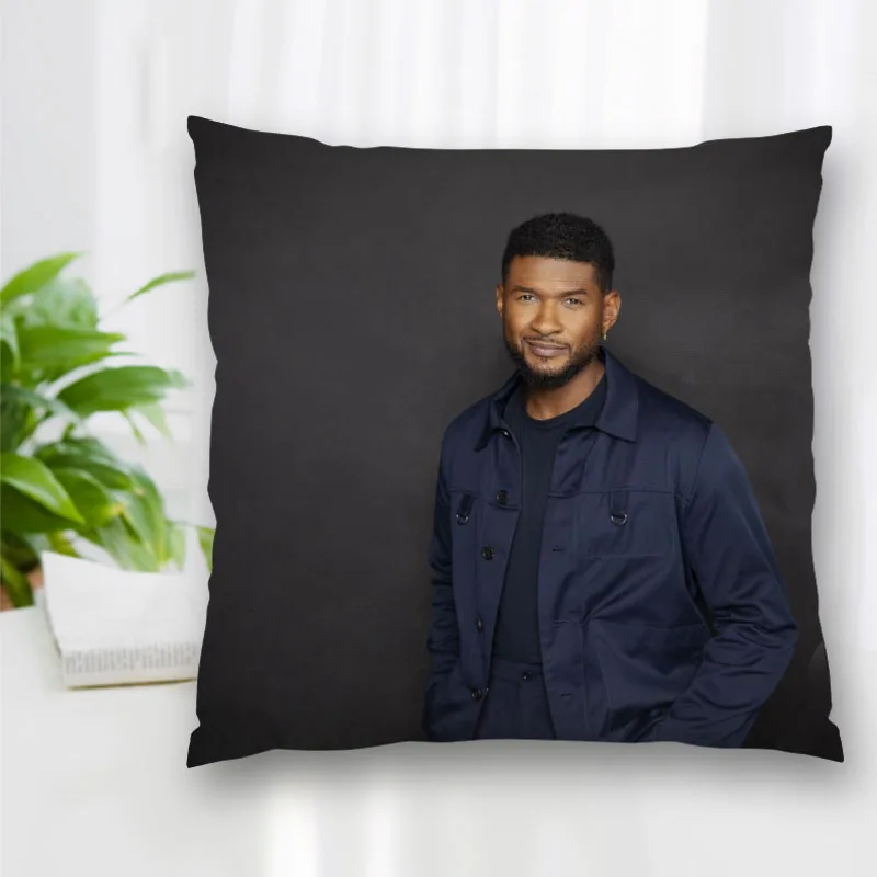 Buy Custom Usher Singer Actor Pillow Case Polyester Decorative Pillowcases Zipper Pillowcase Cover Square 40x40cm on
