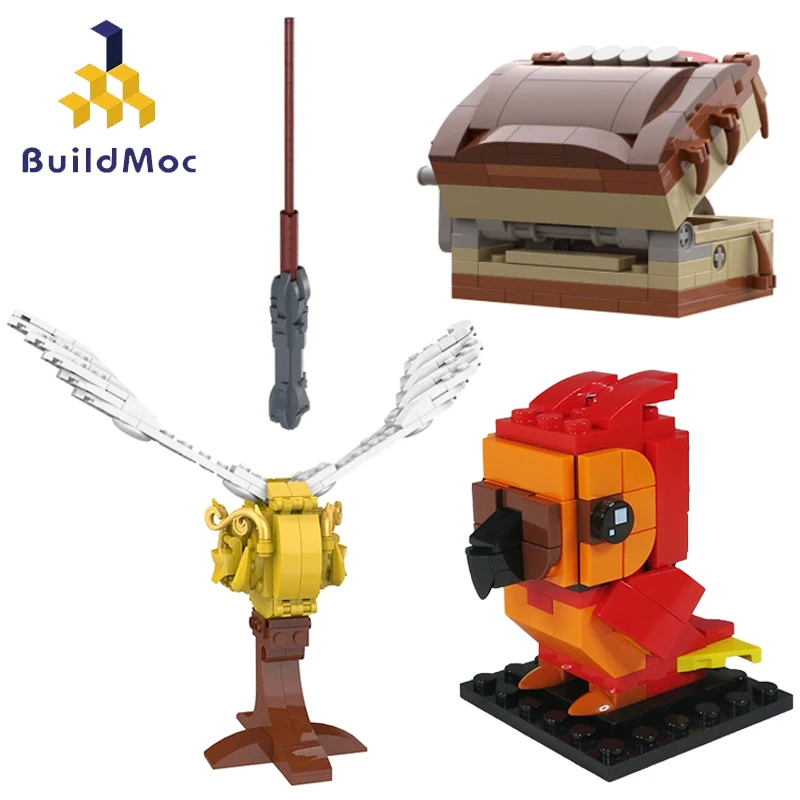 

Buildmoc Magic Movie Figures Phoenix Fox BrickHeadz Magic Wand Golden Snitch and Monster Book Sets Building Blocks Kid Toys Gift