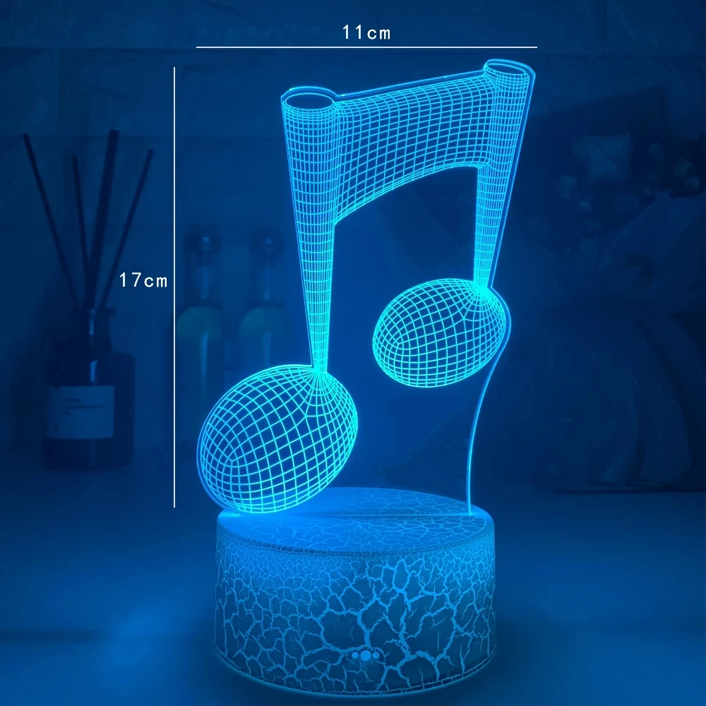 

3D lamp Musical Note Visual Light LED 3D Night Light 7 Color Change Creative Bedside Lamp for Kids Bedroom Home Decor Xmas Gift